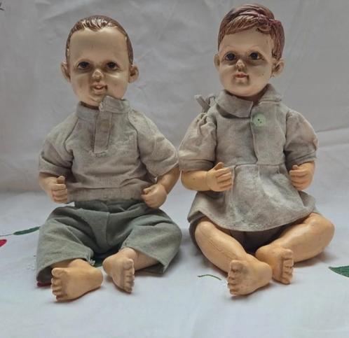 Paar vintage retro chique poppen van hars, Antiek en Kunst, Antiek | Speelgoed, Ophalen of Verzenden