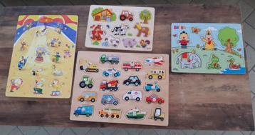 4 houten inlegpuzzels peuter beschikbaar voor biedingen