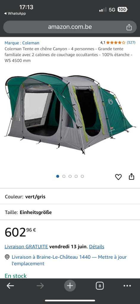 tente camping + matériel, Caravans en Kamperen, Tenten, Zo goed als nieuw, Ophalen