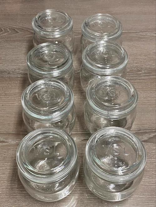 8 glazen potten met deksel Nieuw, VSL, prijs: 20€, Huis en Inrichting, Keuken | Servies, Zo goed als nieuw, Kom(men), Glas, Ophalen of Verzenden