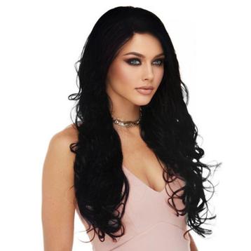 AANBIEDING Lace pruik lang zwart haar met krullen model Holi