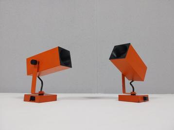 2 x Vintage Wandspots in Oranje Metaal, Jaren 70 beschikbaar voor biedingen