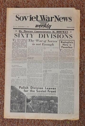 'Soviet War News'  van 9 september 1943  + 2 historische fot