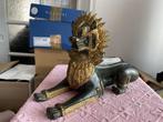 Grote bronze vergulde tempelleeuw // Thailand - 20e eeuw, Huis en Inrichting, Woonaccessoires | Boeddhabeelden, Ophalen of Verzenden