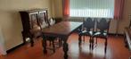 Antiek, set eetkamer (dambord patroon tafel met 6 stoelen), Ophalen, Zo goed als nieuw
