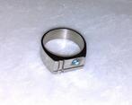 Ring zegelring zilver met speciale blauwe steen, Bijoux, Sacs & Beauté, Bagues, Neuf, 18 à 19, Femme ou Homme, Argent