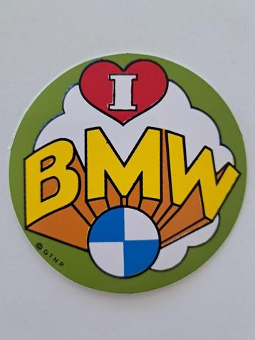 Vintage Sticker - I Love BMW - Afmetingen: 7 cm