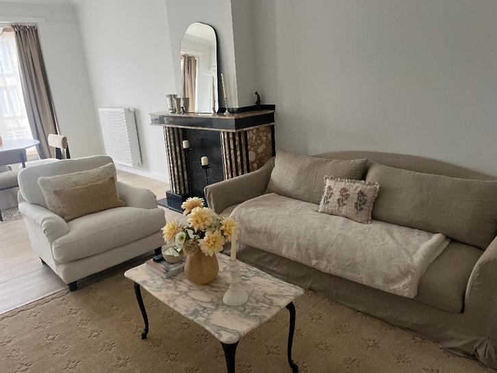 4-zit zetel, Huis en Inrichting, Zetels | Zetels, Gebruikt, Rechte bank, Vierpersoons of meer, 200 tot 250 cm, 100 tot 125 cm