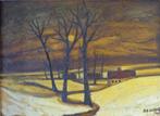 ROB DELANGE / MAANLANDSCHAP / OLIEVERF / 79x98cm / KADER SIG, Antiek en Kunst, Kunst | Schilderijen | Klassiek, Ophalen