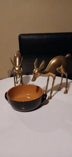 Prachtig duo van vintage messing herten, Ophalen, Zo goed als nieuw, Dier