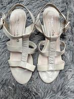 Sandale à talon - Tamaris - pointure 37 - blanc/crème, Beige, Porté, Enlèvement ou Envoi, Sandales et Mûles