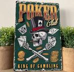 Metalen reclamebord Poker Club, Ophalen of Verzenden, Nieuw, Reclamebord