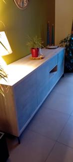 Salle à manger complète de chez meubles Belot gris béton, Maison & Meubles, Enlèvement, Comme neuf, Bois et imitation beton gris clair