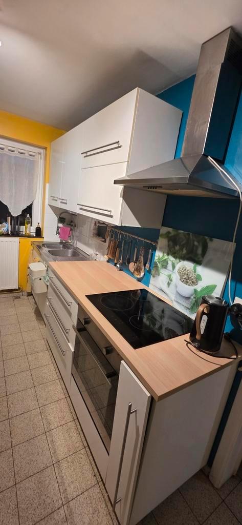 Cuisine complète ikéa avec électros, sans bloc évier., Maison & Meubles, Cuisine | Cuisines complètes, Blanc, Bois, Enlèvement