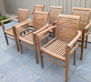 6 magnifiques chaises en teck, Enlèvement, Comme neuf, Empilable