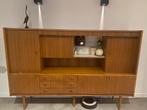 Retro vintage dressoir sideboard highboard met bar, Huis en Inrichting, Kasten | Dressoirs, Ophalen, Gebruikt, Glas, 200 cm of meer