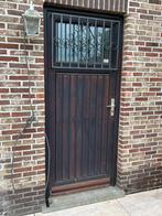 2 Buitendeuren + 1 voordeur in meranti hout met raam, Gebruikt, Hout, Ophalen