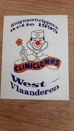 Vintage sticker clown Cliniclowns West - Vlaanderen 1995, Bedrijf of Vereniging, Ophalen of Verzenden, Zo goed als nieuw