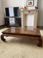 Unieke teakhout salontafel in Aziatische/koloniale stijl, Ophalen, Gebruikt, Teakhout, 50 tot 100 cm