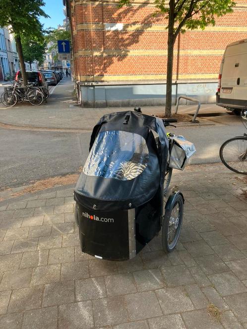 Bakfiets Nihola Family zwart (niet elektrisch), Fietsen en Brommers, Fietsen | Bakfietsen, Gebruikt, Overige merken, 2 kinderen