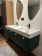 Stijlvol badkamermeubel 140 cm – incl. zwarte kranen, Huis en Inrichting, Badkamer | Badkamermeubels, Ophalen, Gebruikt, 100 tot 150 cm