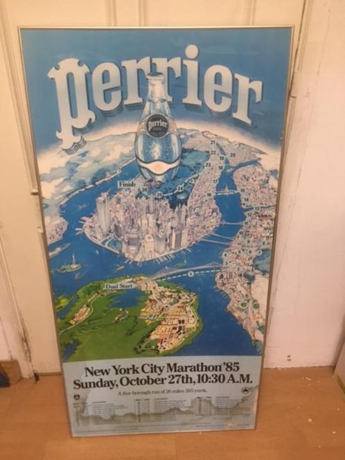 Perrier Marathon New York City 1985 affiche, Verzamelen, Merken en Reclamevoorwerpen, Gebruikt, Reclamebord, Ophalen
