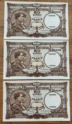 3x20 Francs 1928 consécutifs Unc ! Rare, Enlèvement ou Envoi