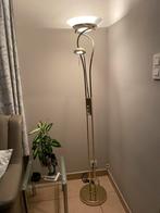 Geel koperen  vloerlamp met leeslampje en dimmer, Huis en Inrichting, Ophalen, Zo goed als nieuw, Metaal, 150 tot 200 cm