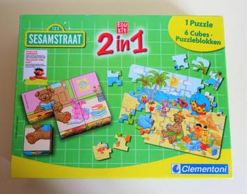 Sesamstreet 2 en 1: puzzle 35 pièces et puzzle 6 cubes. +3