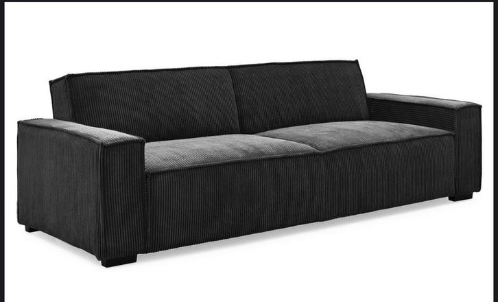 Roger 3-zits slaapbank zwart corduroy, Huis en Inrichting, Slaapkamer | Slaapbanken, Zo goed als nieuw, Overige maten, Overige maten