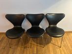 3 vlinderstoelen leer Fritz Hansen vintage jaren 60, Ophalen, Drie, Zwart, Leer