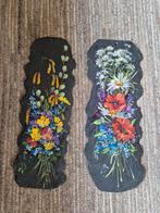 Vintage bloemen kunstwerken op oude leisteen, Antiek en Kunst, Ophalen