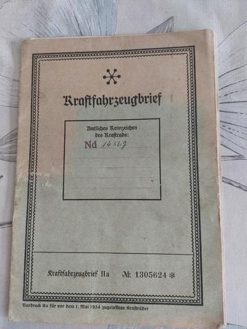 Duitse WO2 Kraftfahrzeugbrief nr.2 beschikbaar voor biedingen