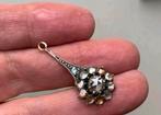 Roosgeslepen diamanten hanger goud & platina. Zie info., Verzenden, Zo goed als nieuw, Goud, Grijs