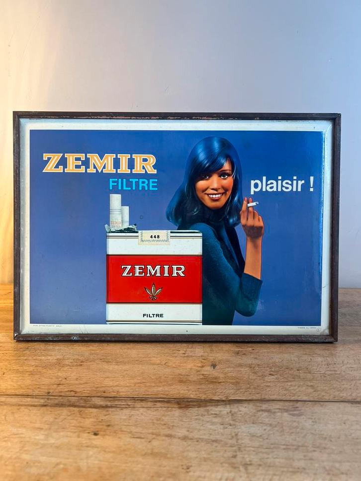 Publicité 1972 pour cigarettes ZEMIR Filtre, Verzamelen, Merken en Reclamevoorwerpen, Gebruikt, Reclamebord, Ophalen