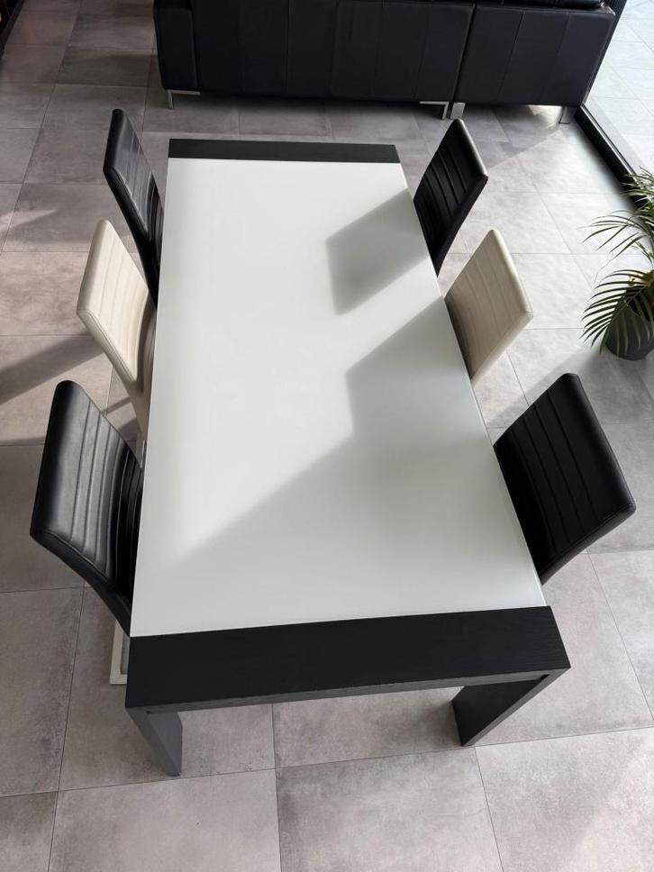 Hulsta tafel met stoelen, Maison & Meubles, Tables | Tables à manger, Utilisé, 50 à 100 cm, 200 cm ou plus, Cinq personnes ou plus