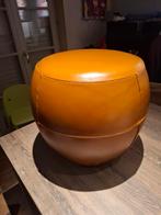 Lederen Poef de Rore cognac kleur, Huis en Inrichting, Ophalen, Rond, Zo goed als nieuw, 50 tot 75 cm
