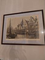 Oude tekening' De Graslei te Gent 1867 ', Antiek en Kunst, Kunst | Tekeningen en Fotografie, Ophalen