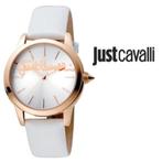 Nieuw in doos - Just Cavalli dameshorloge wit leder, Handtassen en Accessoires, Horloges | Dames, Nieuw, Overige merken, Staal