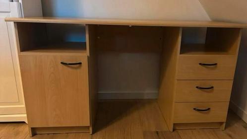 Mooie houten bureau met kast,3 lades en bureaustoel!! Koopje, Huis en Inrichting, Bureaus, Zo goed als nieuw, Bureau, In hoogte verstelbaar
