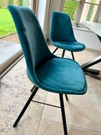 4 x stoelen blauw fliweel, Huis en Inrichting, Stoelen, Blauw, Modern, Gebruikt, Ophalen