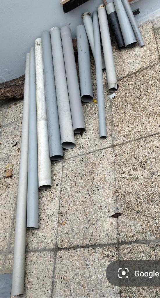 PVC regenpijpen + dakgoten, diverse maten en lengtes, Doe-het-zelf en Bouw, Buizen en Afvoer, Gebruikt, Afvoer, PVC, Minder dan 2 meter
