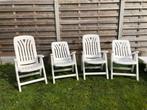 4 witte tuinstoelen van het merk Allibert., Jardin & Terrasse, Chaises de jardin, Comme neuf, Plastique, Ajustable, Enlèvement ou Envoi