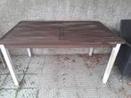 Houten tafel met alu poten, Tuin en Terras, Ophalen