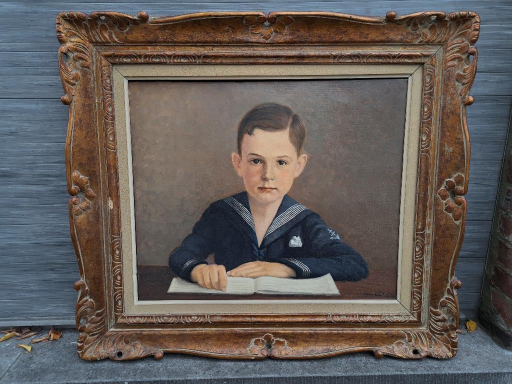 Huile sur toile jeune garcon signe abel cracco, Enlèvement ou Envoi