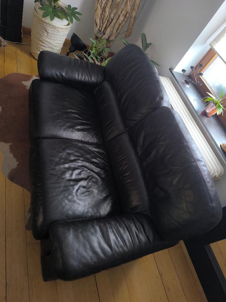 salon en cuir véritable, Maison & Meubles, Canapés | Salons, Enlèvement, Comme neuf, Banc droit, Cuir