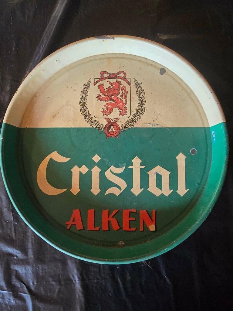 Cristal alken plateau, Verzamelen, Biermerken, Ophalen of Verzenden, Gebruikt, Reclamebord, Plaat of Schild