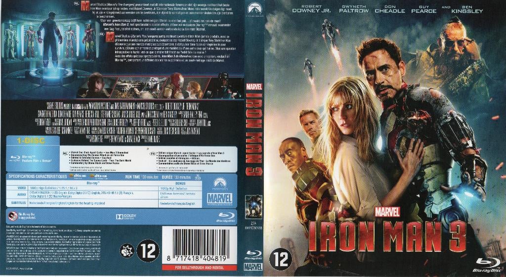 iron man 3 (blu-ray) neuf, CD & DVD, Blu-ray, Comme neuf, Science-Fiction et Fantasy, Enlèvement ou Envoi