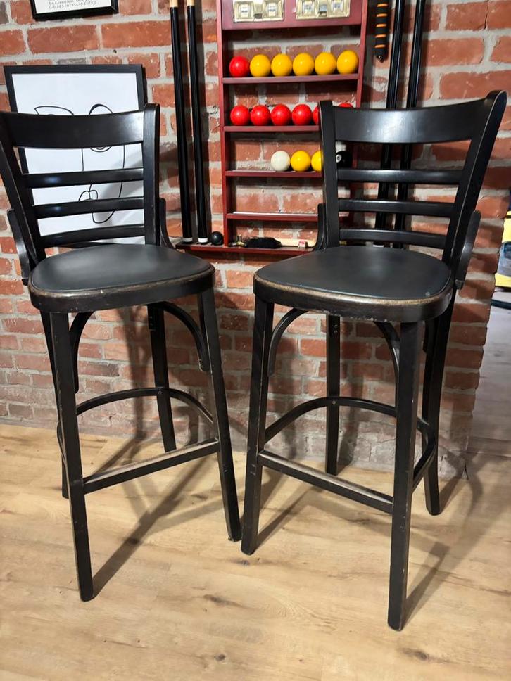 Kinderstoelen of bar-/bistrokrukken, Huis en Inrichting, Barkrukken, Gebruikt, 60 tot 90 cm, Hout, 5 krukken of meer, Met voetsteun