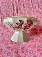Coupe Compotier vintage limosafleur rose et liseré argenté, Antiquités & Art, Enlèvement ou Envoi